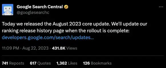 August 2023 Core Update