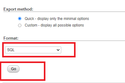 Download SQL database from cpanel