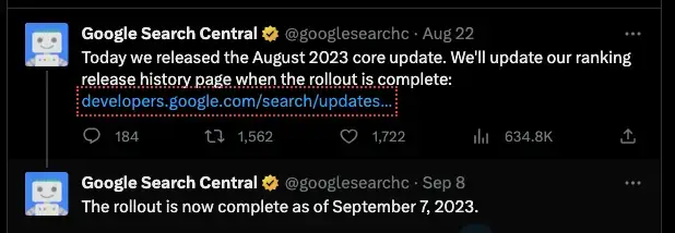 Google Search Central announced the completed rollout of the August 2023 core update
