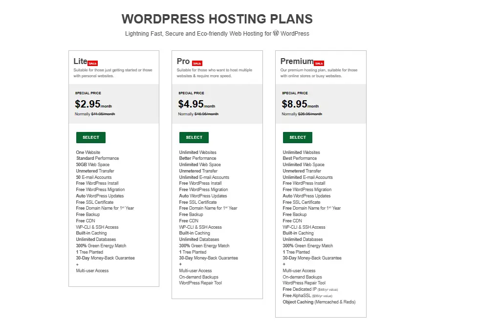 GreenGeeks pricing