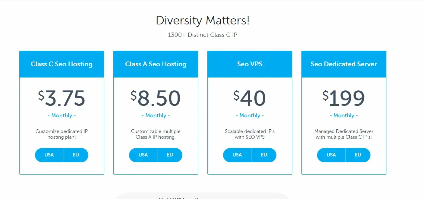 SEO Hosting pricing