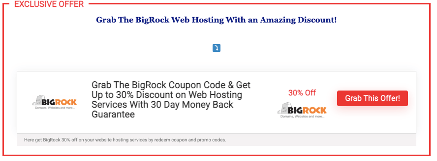 Bigrock hosting offer