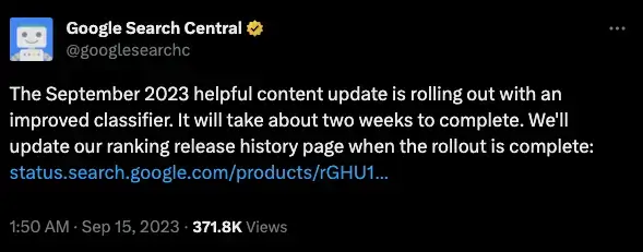 September 2023 Helpful Content Update