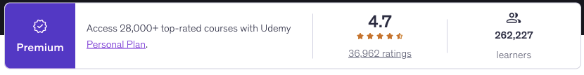 Udemy AI course rating