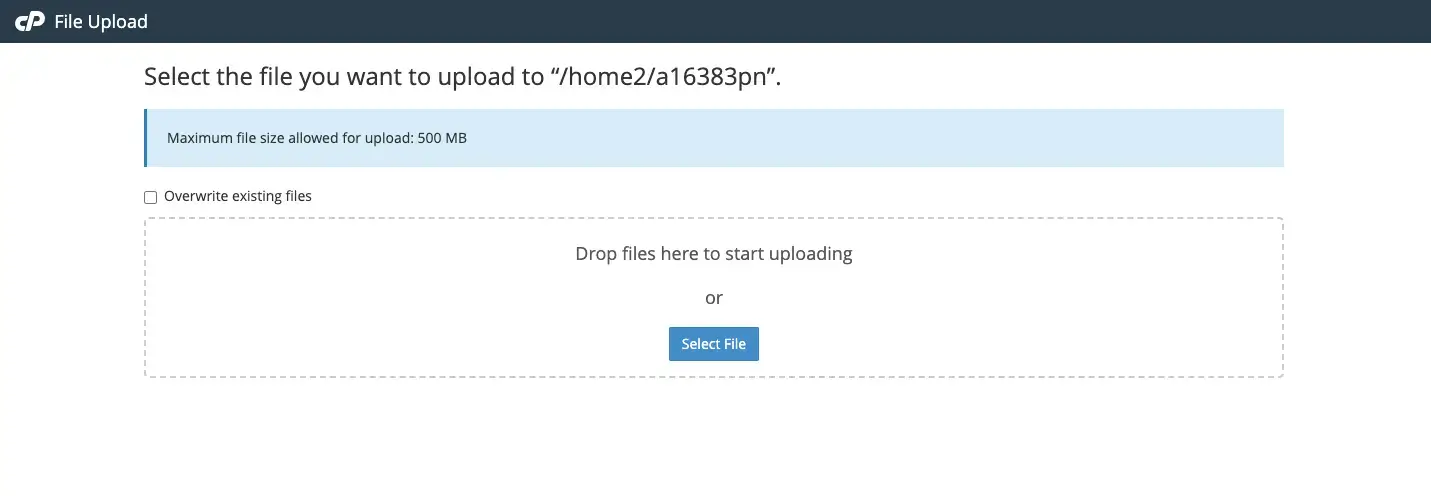 Uploading Backup Files via using Control Panel