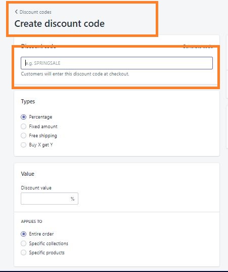create discount code