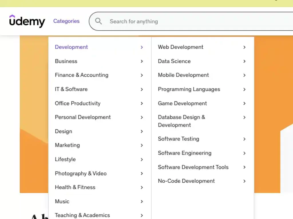 udemy courses categories Uk